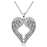 ERAWAN Womens Fashion Angel Wing LOVE Crystal Rhinestone Silver Pendant Necklace Gift EW sakcharn