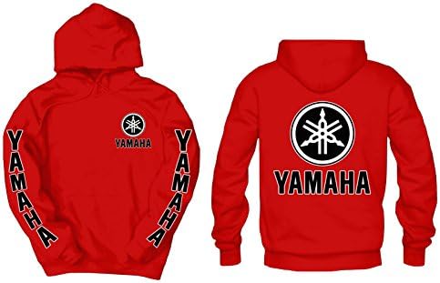 Yamaha Front, Back, &amp; Sleeves Logos Hoodie, 5XL Red