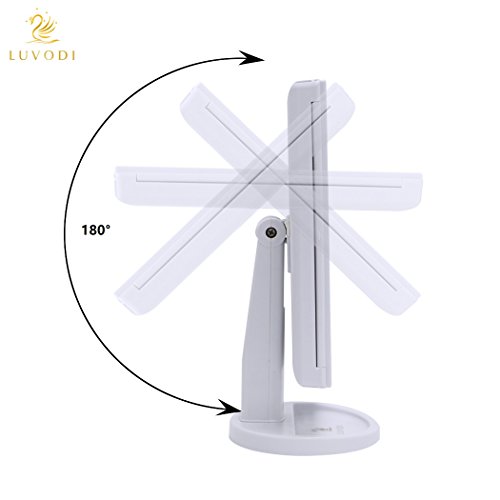 LUVODI Makeup Vanity Mirror with 36 PCS LED Lights, 1x/2x/3x Magnification Panels with Touch Screen, Dual Power Supply, 180°Adjustable Rotation,Countertop Cosmetic Mirror (White) - Thumbnail 4
