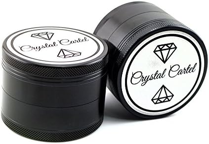 Premium Herb Grinder - Crystal Cartel (Black) - Large 4 Piece 2.5 inch Aerospace Aluminum Grinder for Herb, Spice and Tobacco