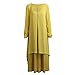Romacci Women Boho Dress Casual Irregular Maxi Dresses Layer Vintage Loose Long Sleeve Linen Dress with Pockets,XX-Large,Yellow