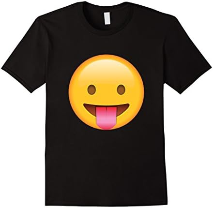 Mens Tongue Out Smiley Emoji T Shirt XL Black