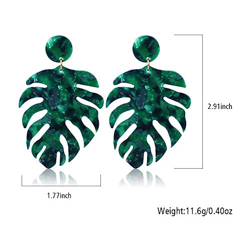 Acrylic Earrings for Women Drop Dangle Leaf Earrings Resin Minimalist Bohemian Statement Jewelry (Acrylic earrings Long Green) - Thumbnail 3