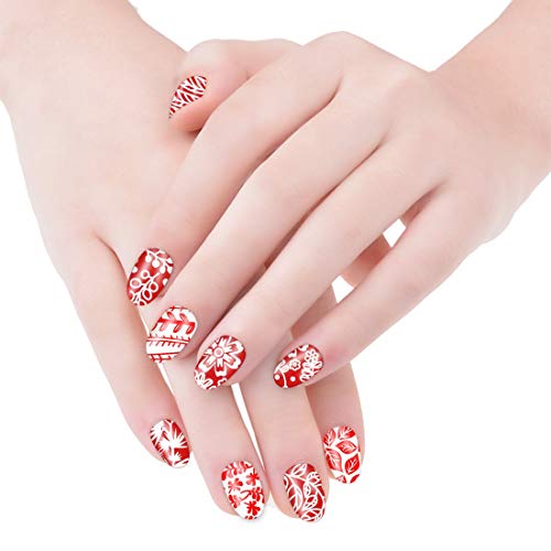 Biutee 5pcs Nail Stamping Plates + 1 Stamper + 1 Scraper Lace Flower Animal Pattern Nail Art Stamp Stamping Template Image Plate Nail Art Stamper Scraper Nails Tool