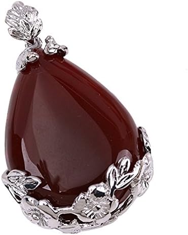 JOVIVI Jewelry Making Red Agate Inlaid Teardrop Bead Pendant Necklace(Red Agate Sardonyx)