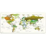 JIALONG Gaming Mouse Pad Desk Office Mouse Mat Large Size 900x400x3mm Multipurpose Comfortable Mousepad with Smooth Cloth Surface, Improved Precision and Speed - White World Map