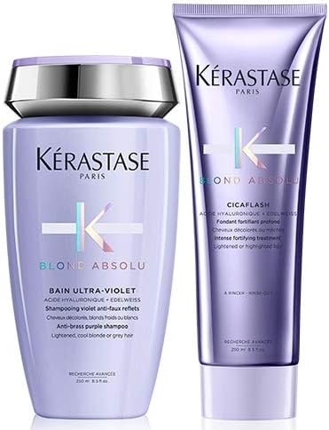 Kérastase Blond Absolu Bain Ultra-Violet 250ml & Blond Absolu Cicaflash Conditioner 250ml Duo, Blonde, 500 ml (Pack of 1)