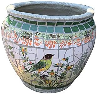 Tritow Characteristic Pattern Creative Animal Little Bird Mosaic Ceramics Indoor Flower Pot Household Color Rural Process Plant Pot Decor Desktop Windowsill Wedding Birthday Outdoor Planters