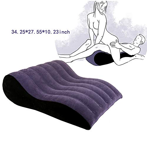 Gorge-buy Sex Pillow – 34.25 * 27.55 * 10.23inch Wedge Bed Pillow – Sex Toys Knight Pose Fun Mat- Wave Inflatable Flocking Pillow for Sex Love (D)