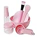 Teenitor Face Mask Mixing Bowl Set, Lady Facial Care Mask Facemask Mixing Tool Sets, Bowl Stick Brush Gauge Cleaning Mat 9 in 1 Set Pink primary