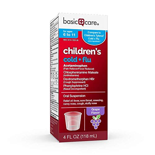 Basic Care Children's Cold & Flu Oral Suspension, Grape Flavor, 4 Fluid Ounce - Thumbnail 2