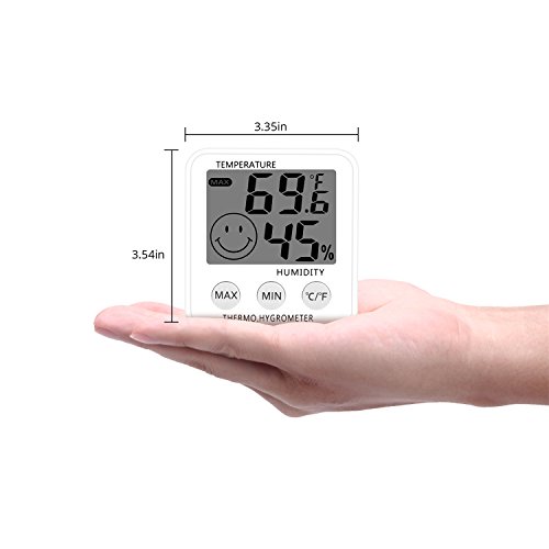 Digital Thermometer Indoor Hygrometer Humidity Meter Room Temperature Monitor Large LCD Display Max/Min Records for Home Car Office White by SoeKoa (2 Pack) - Thumbnail 5