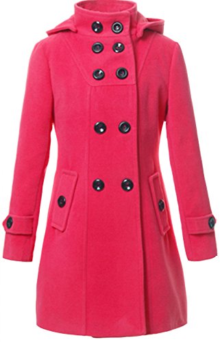 S&S Women's Winter Slim Fit Long Sleeves Hooded Double-Breasted Trench Coat Jacket