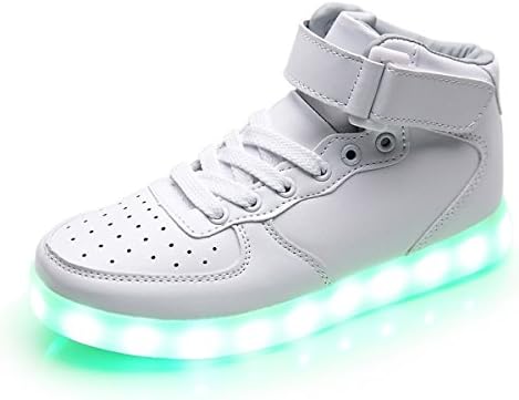 LED Shoes for Men &amp; Kids 7 Static &amp; 3 Dynamic Color Modes 1 Strobe Mode - Light Up Fashion Sneakers(Charger Included)White 33