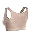 Leonisa Front Closure Posture Corrector Full Coverage Bra - Wireless Back Support Bras for Women Beige