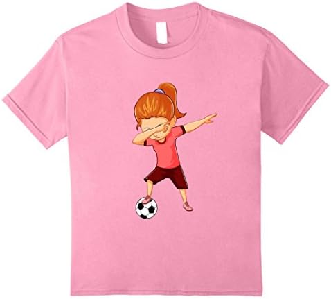 Kids Soccer Shirt for Girls Funny Dabbing Dab Dance Soccer Ball 8 Pink