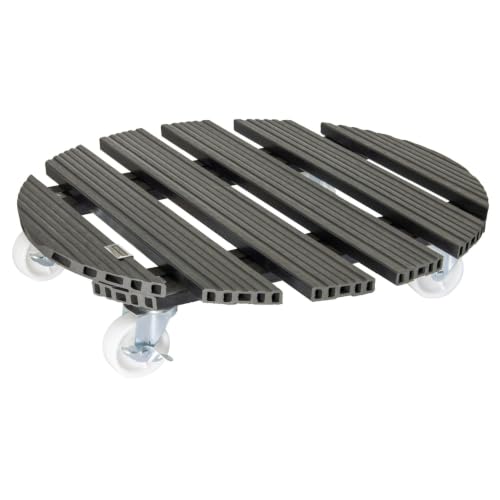 WAGNER Plant trolley WPC Ø 50 x 11 cm I Flower trolley for indoor + outdoor use I Container trolley made of FSC® wood plastic composite, charcoal I Load capacity 120 kg - 20056501