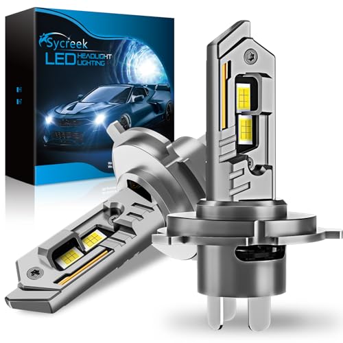 Sycreek H4/9003/HB2 35000LM LED Bulbs, 8X Brighter, 6500K Cool White, Focused Beam, Quiet Advanced Cooling, Plug-N-Play Installation, Pack of 2