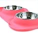 Vivaglory Dog Bowls Stainless Steel Water and Food Bowl Pet Puppy Cat Feeder with Non Spill Skid Resistant Silicone Mat, Medium, Pink