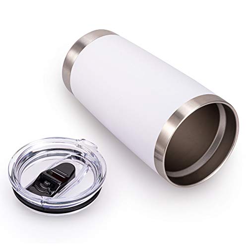 20oz Stainless Steel Tumbler with Lid and Straw, Vacuum Insulated Tumbler Cup, Double Wall Coffee Tumbler by Aloufea, Powder Coated Travel Coffee Mug, Gift for Home Office Outdoor (White, 1 Pack) - Thumbnail 4