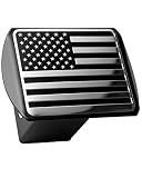 LFPartS USA US American Flag 3d Chrome Emblem on Black Trailer Metal Hitch Cover Fits 2" Receivers