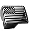 USA US American Flag Black Chrome Trailer Metal Hitch Cover with Stainless Steel Pin Bolt, Fits 2