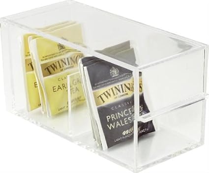 Balvi - Tee-Box mit 2 Fachern, rechteckig, durchsichtig, Acryl: Amazon