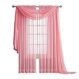 Warm Home Designs Pair of Long Length Rose Pink Sheer Window Curtains. Each Voile Drape is 56 X 96 Inches in Size. Great for Kitchen, Living or Kids Room. 2 Fabric Panels Included. Color: Rose 96