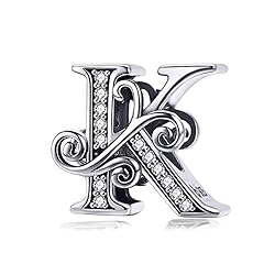 925 Sterling Silver Letter K Charms for Pandora