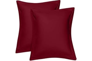 Cotton Delight 100% Natural Cotton 600 TC Premium Pillow Shams Set of 2 - Burgundy Euro Size (26x26)