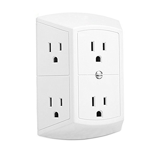 6 Outlet Grounded Three Sided Wall Adapter Tap, Oviitech Multi Spaced