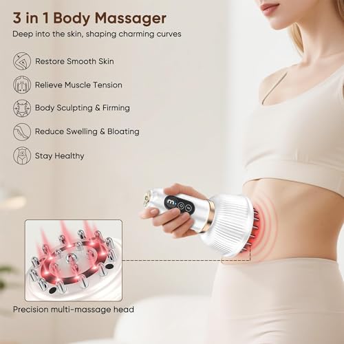 Body Sculpting Machine — Lymphatic Drainage Massager & Anti Cellulite Massage Tool,with Microcurrent, Light Heat & Vibration for Legs, Arms & Belly, Body,Helps Reduce Cellulite