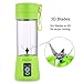 Foruisin Portable Personal Blender, Household Juicer fruit shake Mixer -Six Blades, 380ml Baby cooking machine with USB Charger Cable (Green)