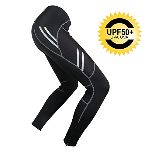 Padded Cycling Pants Mens Cycling Tights UPF50+ Long Bicycle Pants Leggings Night Safe Quick Dry Compression Tights (US Size - M)