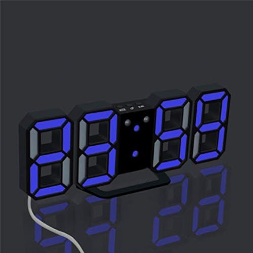 Yeefant 3 Color Digital LED Table Night Snooze Function Wall Clock Alarm Watch 24 Or 12 Hour Display for Living Room Bedroom