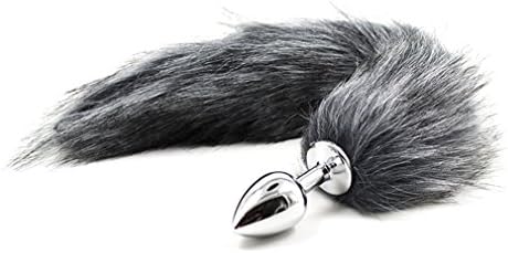 MIPP.TT Fox Tail A-N-A-L P-L-U-G B-U-T-T Fetish Bed Restraint Personal Massager (Grey)