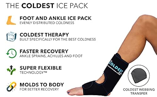 Coldest Foot Ankle Achilles Pain Relief Ice Wrap with Cold Gel