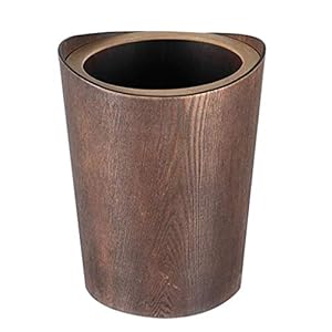 MADHEHAO Massief houten prullenbak met deksel, ronde vuilnisbak met verwijderbare binnenemmers, keuken afvalbak voor…