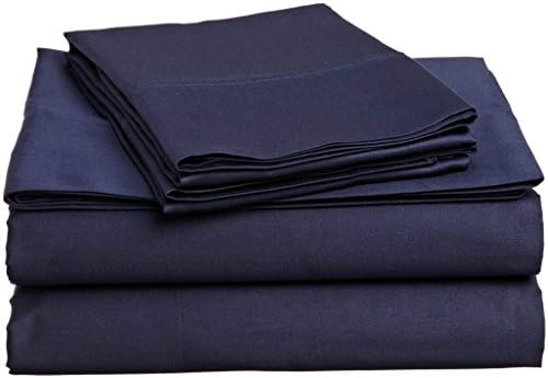 Linenwala 4 PC Bedding sheet set 6" Deep pocket 400 TC 100% Cotton for RV- Trucks, campers, Airstream, Bus, Boat and motorhomes easy to fit in RV-mattress RV Bunk 28"X75" Navy Blue Solid