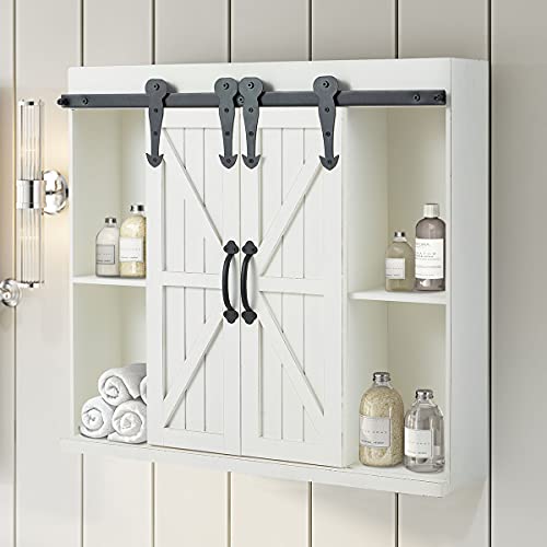 Wood Wall Storage with Sliding Barn Door,3Tier