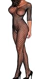 Xinkaishi Women's Fishnet Bodystocking Sleepwear Tights Lingerie Bodysuit (Black