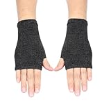 Women Dark Gray Acrylic Fingerless Elastic Mitten Knitted Gloves Pair