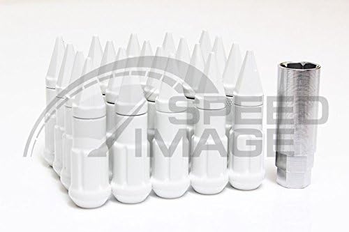Z RACING Steel Spike Lug Nuts 20 Pieces with Socket Key - 12x1.5mm - White