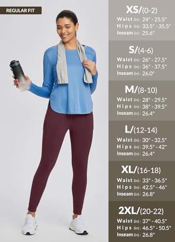 baleaf Women's Hiking Leggings with 3 Pockets Outdoor Gym Pants High Waist Quick Dry