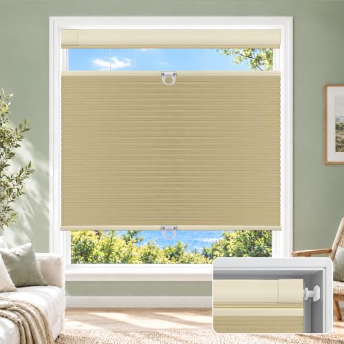 No Drill No Tools Top Down Bottom Up Blackout Cellular Shades Beige 47x48 at Amazon