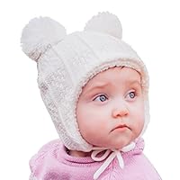 JAN & JUL Baby Toddler Kids Winter Ear-Flap Beanie Hat (L: 2-6 Years, Cream Bear)