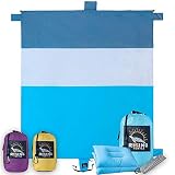 Sand Proof Beach Blanket - Extra Large 8x9', No Sand, Wind Resistant, Quick Drying, Compact Beach Mat, Sand Free Beach Sheet For Hiking, Camping, Festivals By Rising Turtle