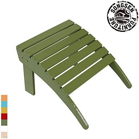 Songsen Fashion Outdoor Wood adirondack chairs Ottoman Patio Deck Garden Furniture (Adult,Sage)