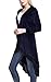 Urban CoCo Women's Long Sleeve Velvet Cardigan Coat with Asymmetric Chiffon Hem (XL, Navy)