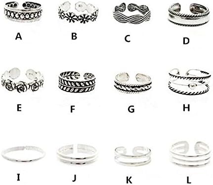 LIAOWY 12pcs Toe Rings for Women Adjustable